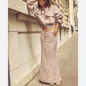 Zara Linen Bomber Jacket & Skirt Set